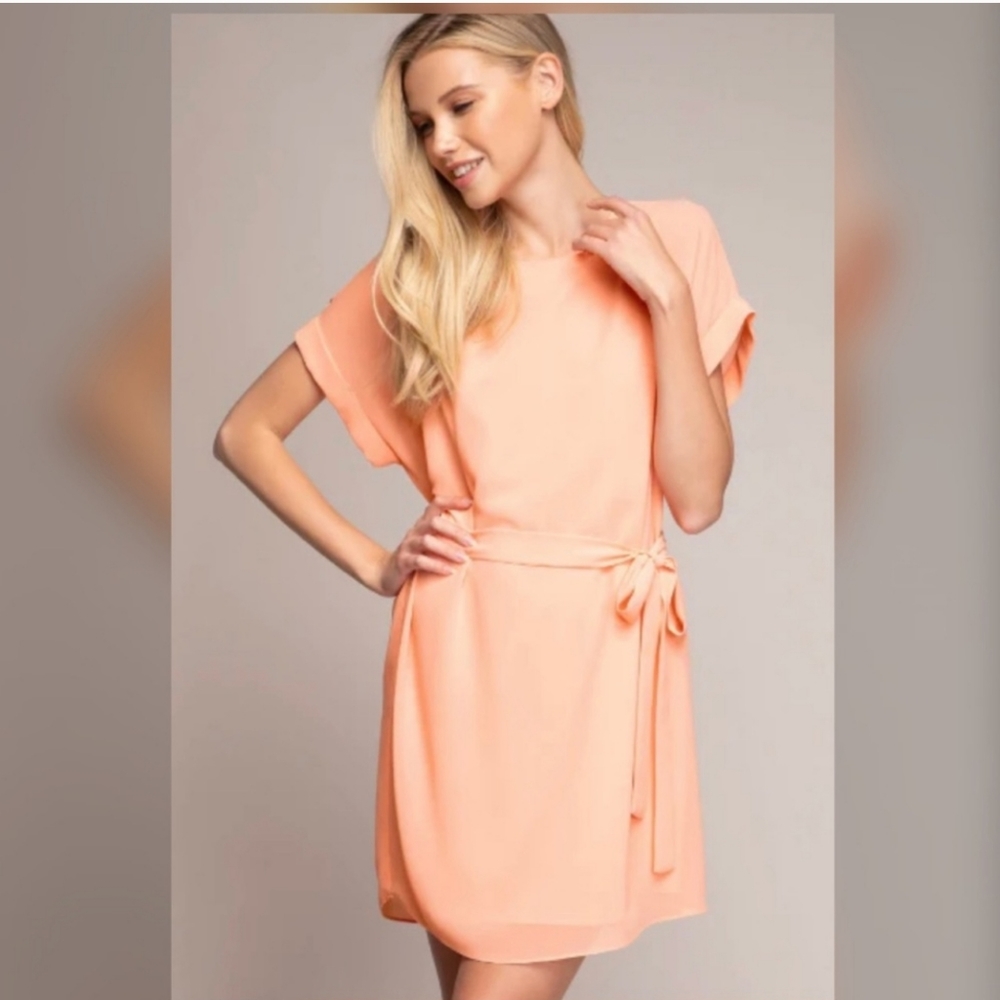 NWT Naked Zebra Flowy Mini Dress in Cantaloupe (Pale Orange)